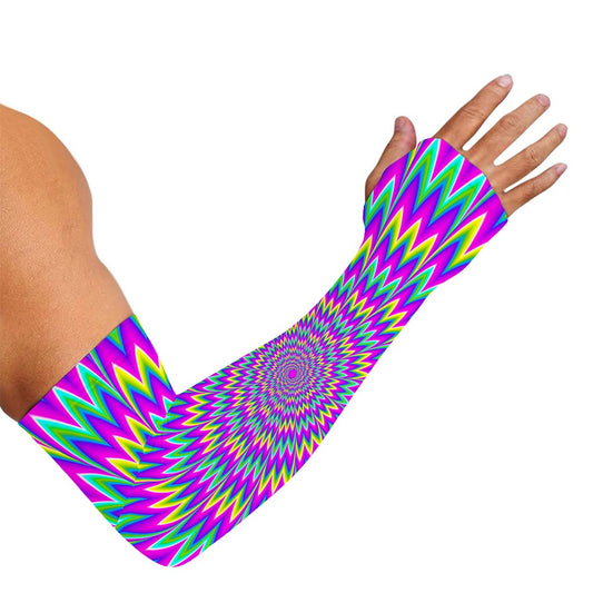 Spiky Spiral Moving Optical Illusion Sun Protection Arm Sleeves