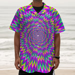 Spiky Spiral Moving Optical Illusion Textured Short Sleeve Shirt
