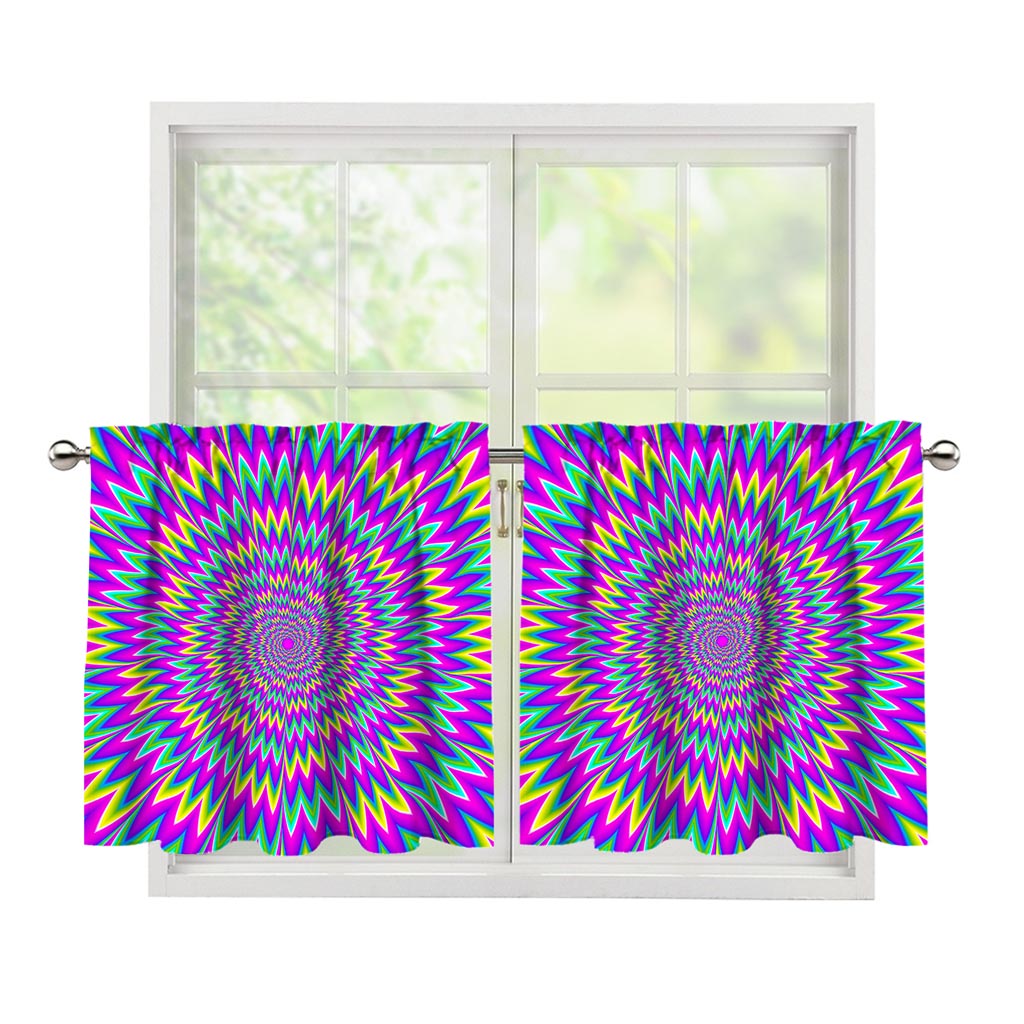 Spiky Spiral Moving Optical Illusion Tier Curtains
