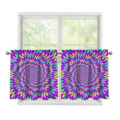 Spiky Spiral Moving Optical Illusion Tier Curtains