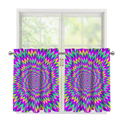 Spiky Spiral Moving Optical Illusion Tier Curtains