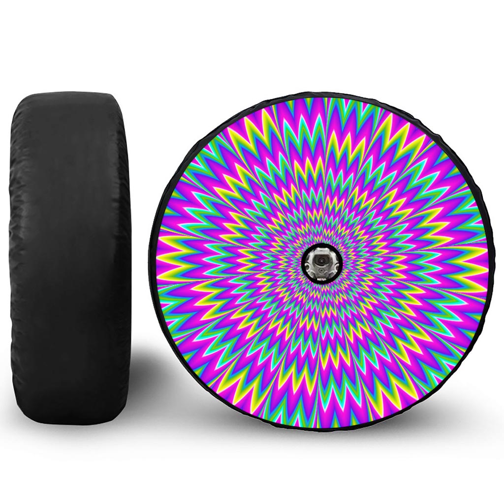 Spiky Spiral Moving Optical Illusion Tire Cover With Camera Hole