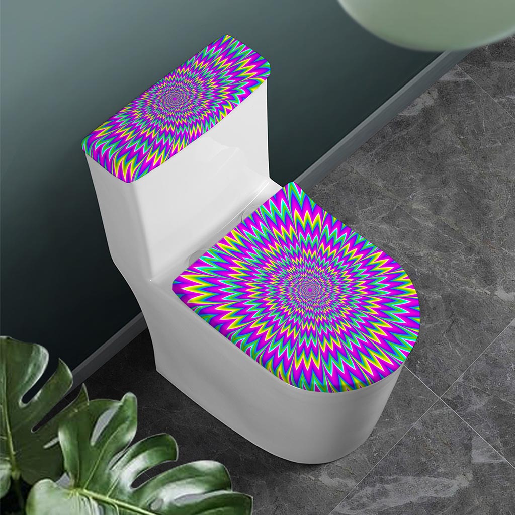Spiky Spiral Moving Optical Illusion Toilet Lid And Tank Cover Set