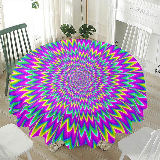 Spiky Spiral Moving Optical Illusion Waterproof Round Tablecloth