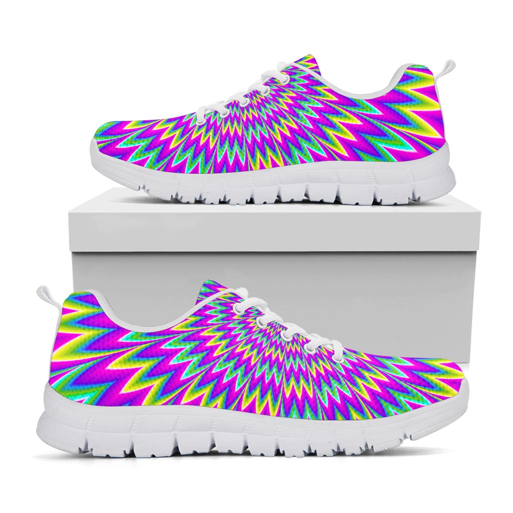 Spiky Spiral Moving Optical Illusion White Running Shoes