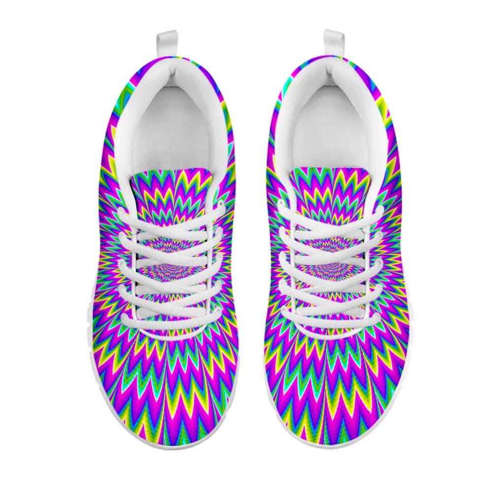 Spiky Spiral Moving Optical Illusion White Running Shoes