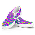 Spiky Spiral Moving Optical Illusion White Slip On Sneakers