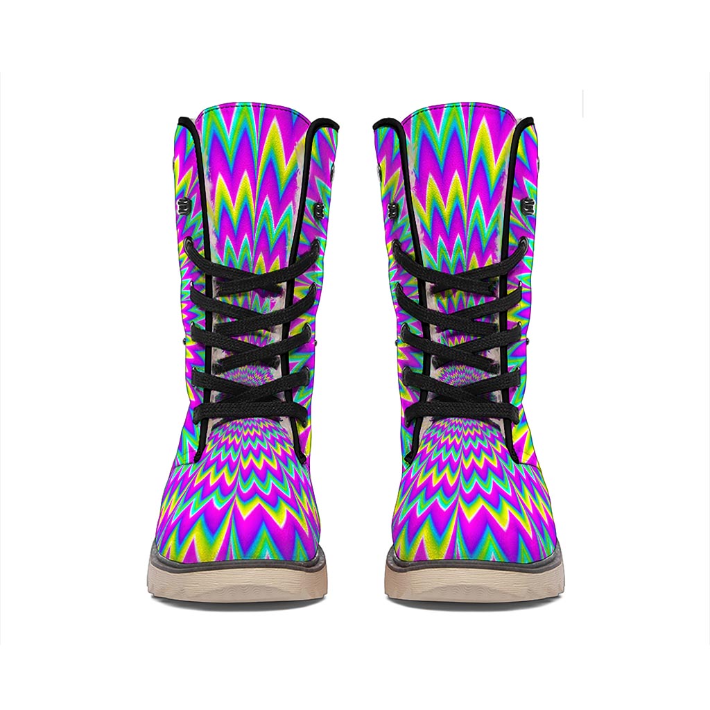 Spiky Spiral Moving Optical Illusion Winter Boots