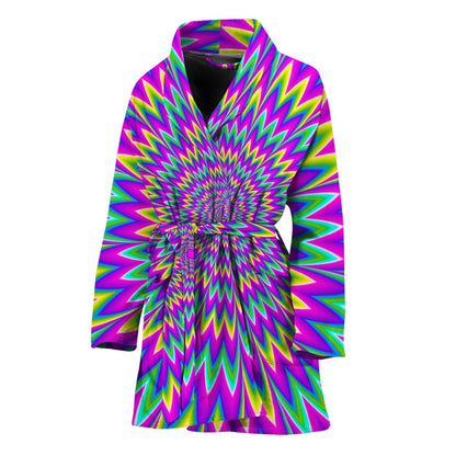Spiky Spiral Moving Optical Illusion Women's Bathrobe