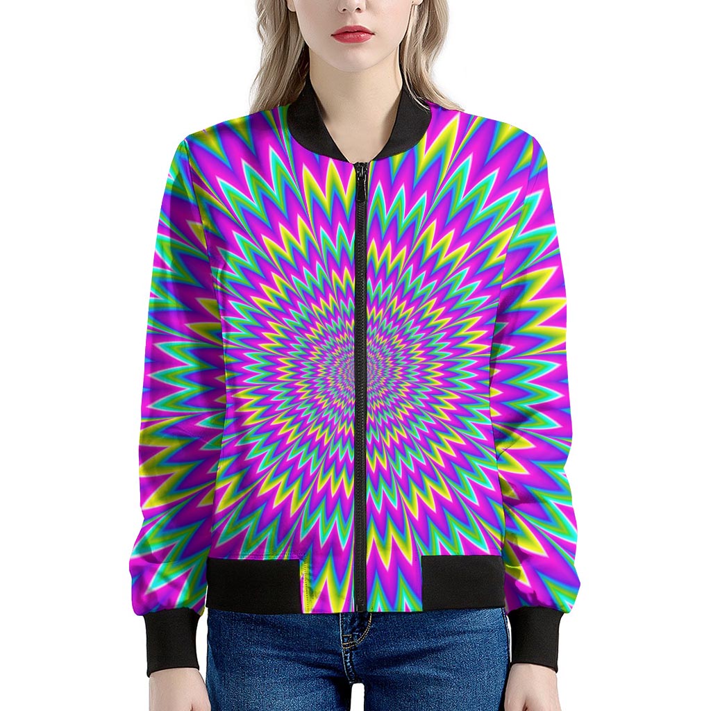 Spiky Spiral Moving Optical Illusion Women's Bomber Jacket