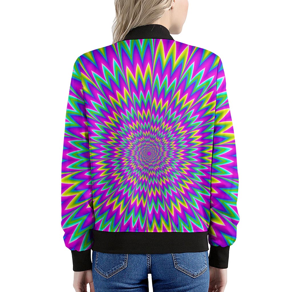 Spiky Spiral Moving Optical Illusion Women's Bomber Jacket