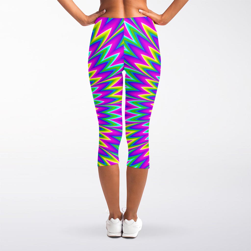 Spiky Spiral Moving Optical Illusion Women's Capri Leggings