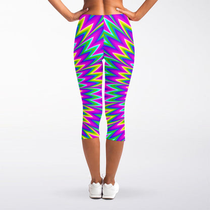Spiky Spiral Moving Optical Illusion Women's Capri Leggings
