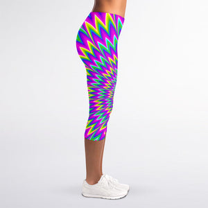 Spiky Spiral Moving Optical Illusion Women's Capri Leggings