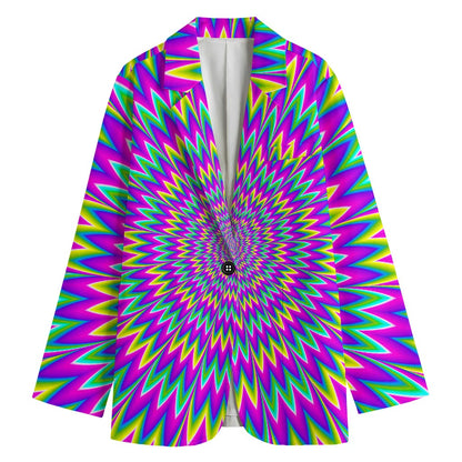 Spiky Spiral Moving Optical Illusion Women's Cotton Blazer