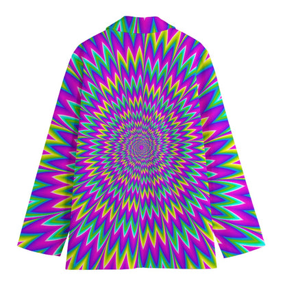 Spiky Spiral Moving Optical Illusion Women's Cotton Blazer
