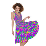 Spiky Spiral Moving Optical Illusion Women's Sleeveless Dress