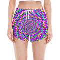 Spiky Spiral Moving Optical Illusion Women's Split Running Shorts