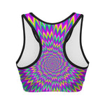 Spiky Spiral Moving Optical Illusion Women's Sports Bra