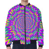 Spiky Spiral Moving Optical Illusion Zip Sleeve Bomber Jacket