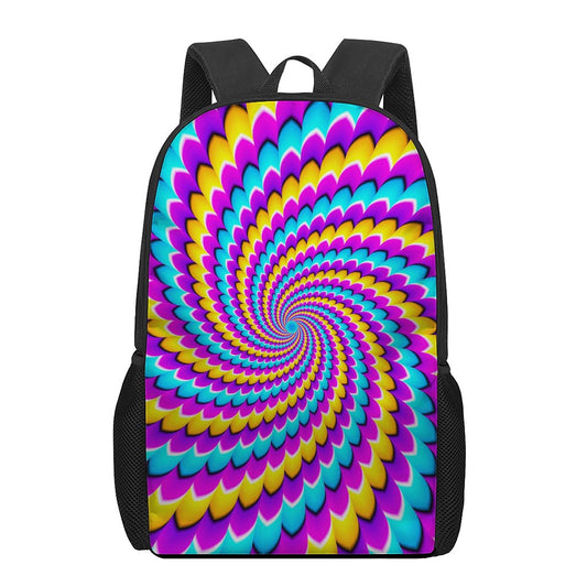 Spiral Colors Moving Optical Illusion 17 Inch Backpack