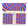 Spiral Colors Moving Optical Illusion 3 Piece Kitchen Curtains