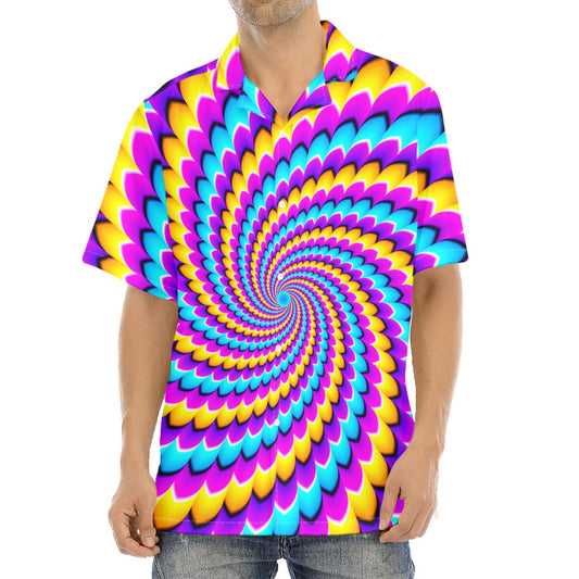 Spiral Colors Moving Optical Illusion Aloha Shirt