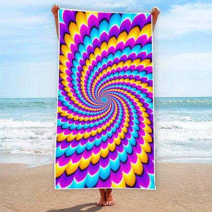 Spiral Colors Moving Optical Illusion Beach Towel