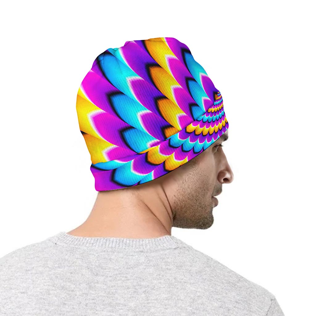 Spiral Colors Moving Optical Illusion Beanie