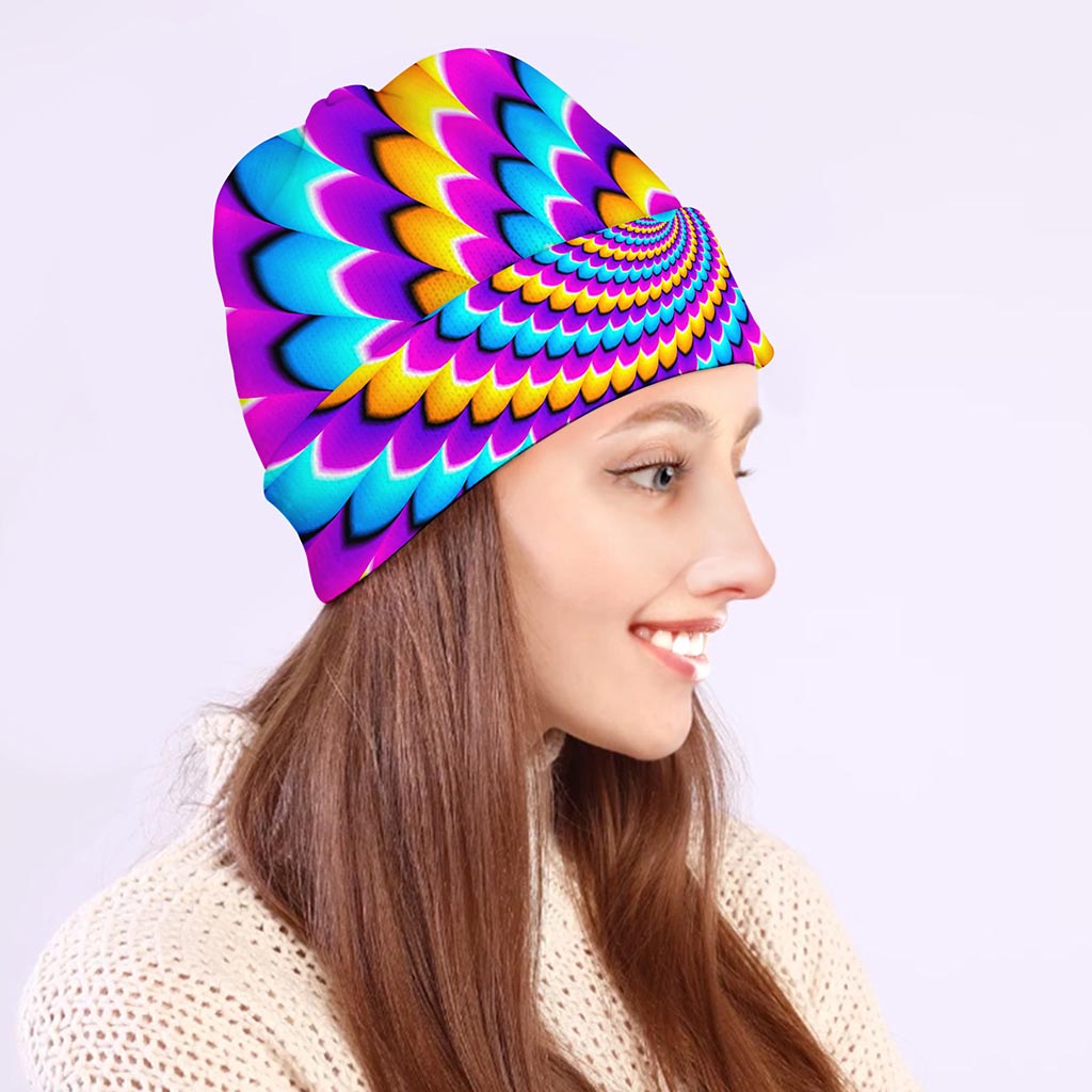 Spiral Colors Moving Optical Illusion Beanie