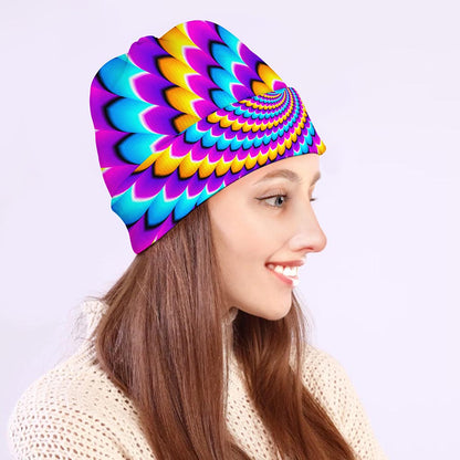 Spiral Colors Moving Optical Illusion Beanie
