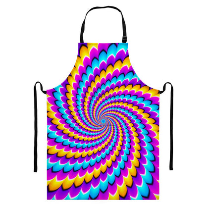 Spiral Colors Moving Optical Illusion Bib Apron With Pocket