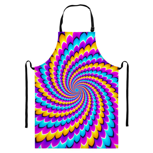 Spiral Colors Moving Optical Illusion Bib Apron With Pocket