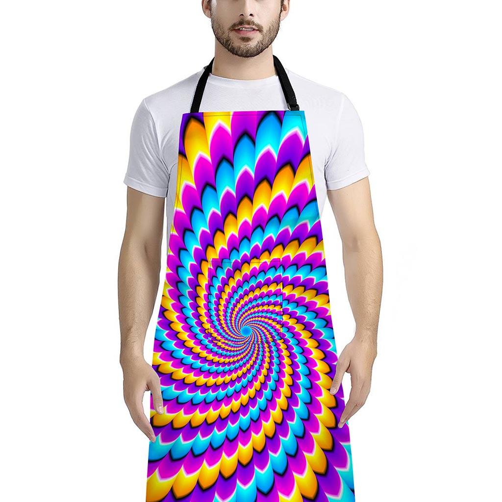 Spiral Colors Moving Optical Illusion Bib Apron With Pocket