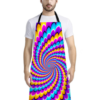 Spiral Colors Moving Optical Illusion Bib Apron With Pocket