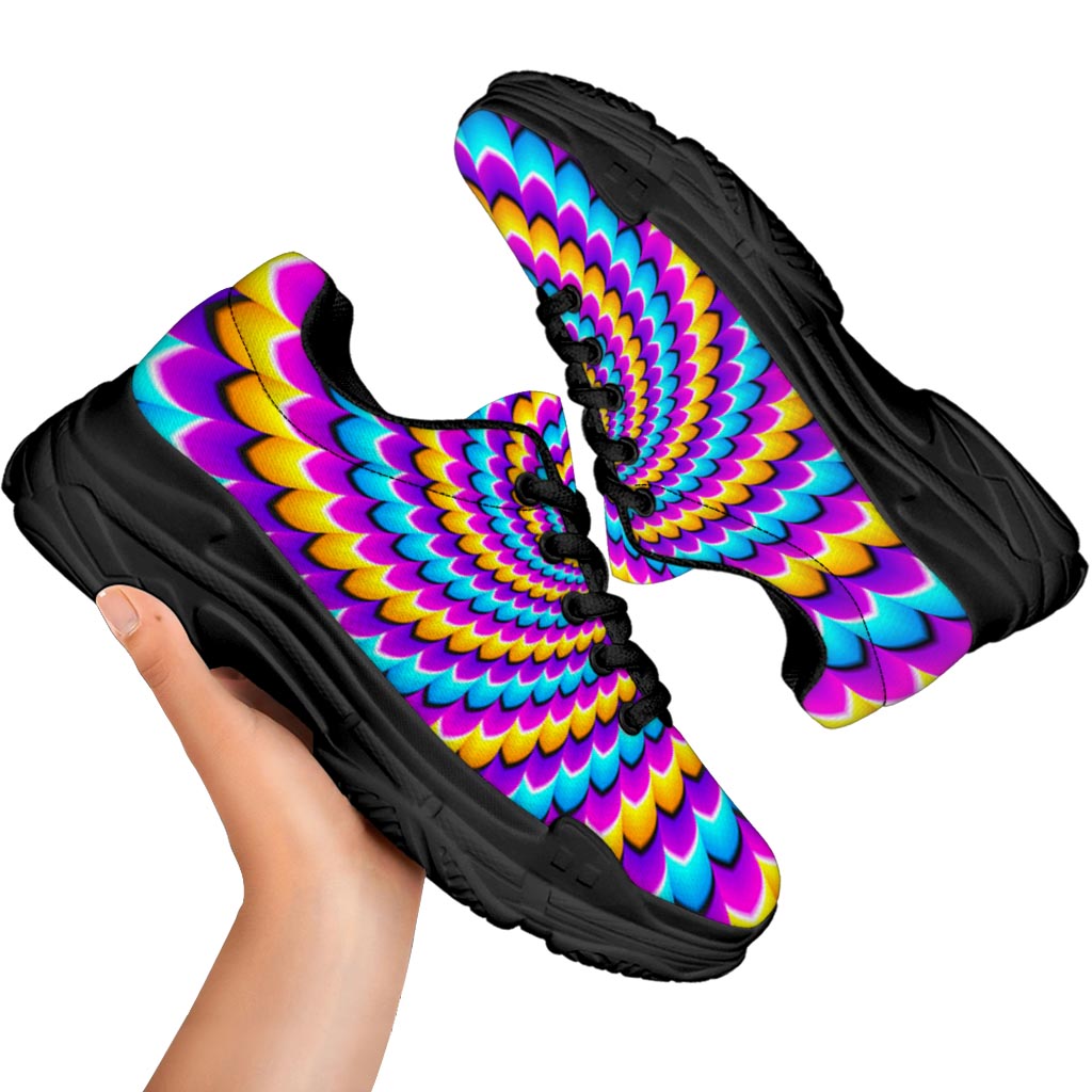 Spiral Colors Moving Optical Illusion Black Chunky Shoes