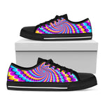 Spiral Colors Moving Optical Illusion Black Low Top Sneakers