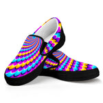 Spiral Colors Moving Optical Illusion Black Slip On Sneakers