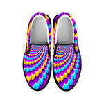 Spiral Colors Moving Optical Illusion Black Slip On Sneakers