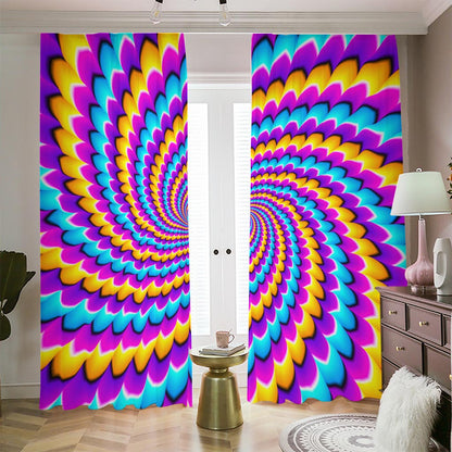 Spiral Colors Moving Optical Illusion Blackout Pencil Pleat Curtains