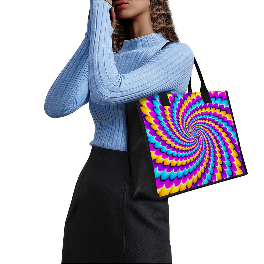 Spiral Colors Moving Optical Illusion Canvas Tote Bag