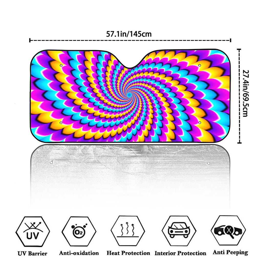 Spiral Colors Moving Optical Illusion Car Windshield Sun Shade