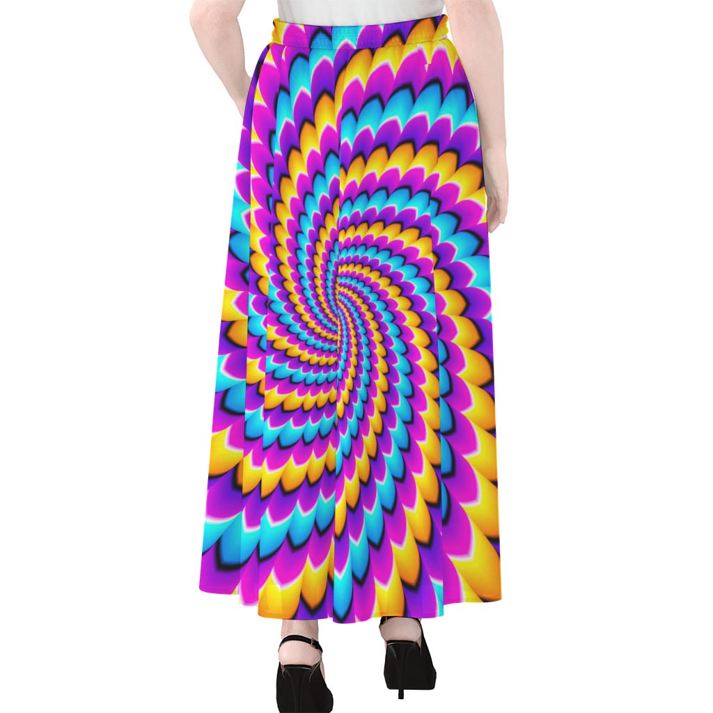 Spiral Colors Moving Optical Illusion Chiffon Maxi Skirt