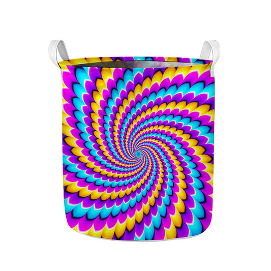 Spiral Colors Moving Optical Illusion Collapsible Laundry Basket