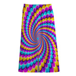 Spiral Colors Moving Optical Illusion Cotton Front Slit Maxi Skirt