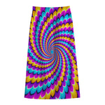Spiral Colors Moving Optical Illusion Cotton Front Slit Maxi Skirt