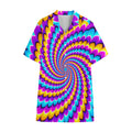 Spiral Colors Moving Optical Illusion Cotton Hawaiian Shirt