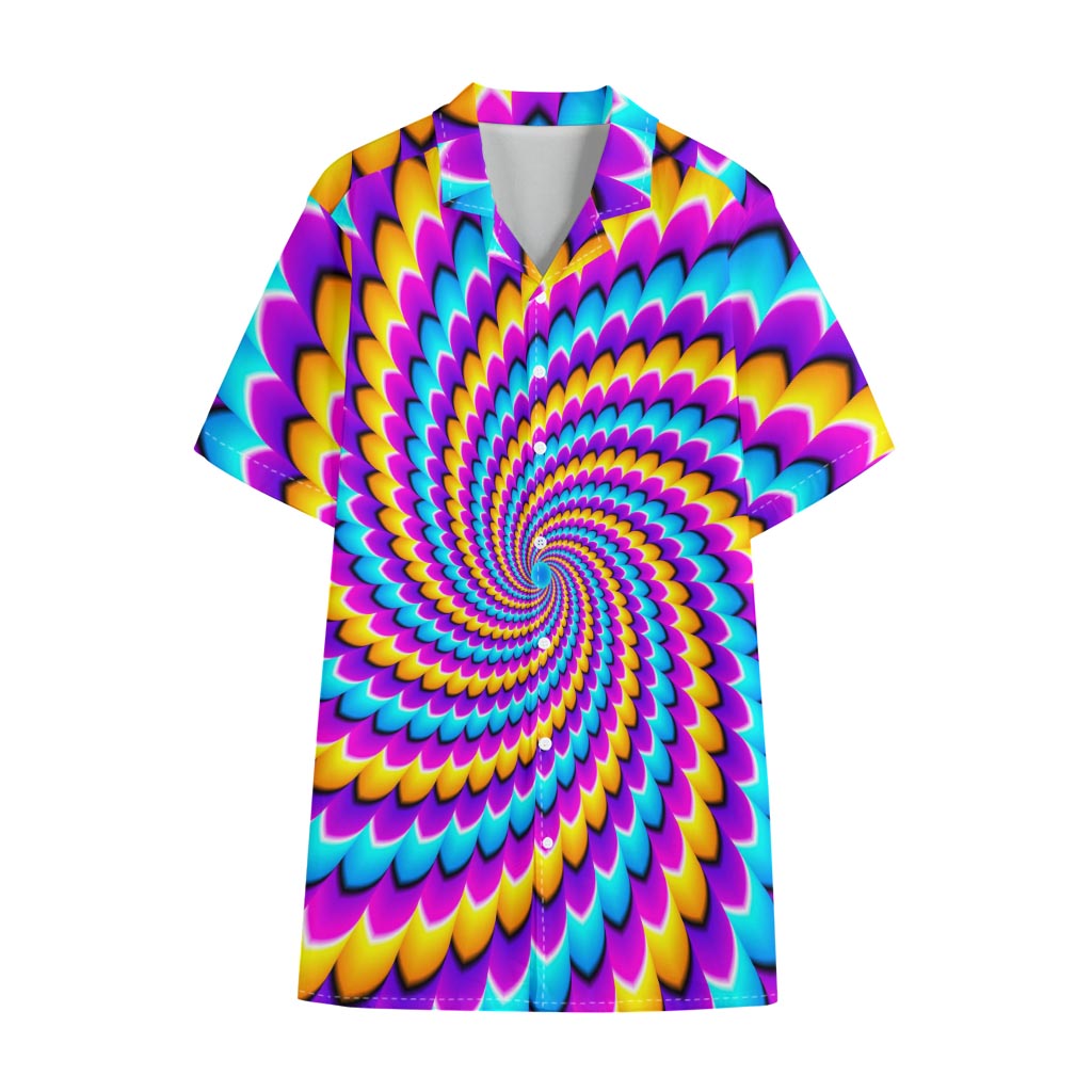 Spiral Colors Moving Optical Illusion Cotton Hawaiian Shirt