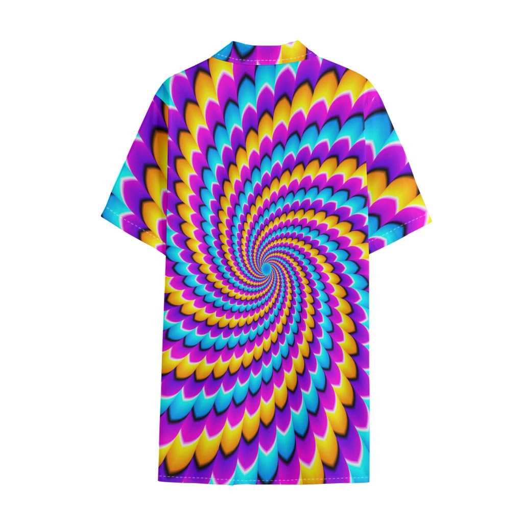 Spiral Colors Moving Optical Illusion Cotton Hawaiian Shirt
