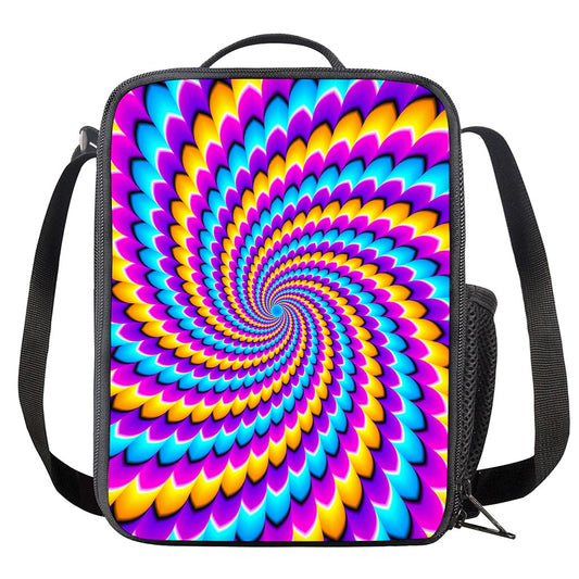 Spiral Colors Moving Optical Illusion Crossbody Lunch Bag